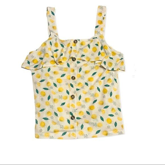 Wallflower Ruffle Lemon White Tank Top Size Medium - Picture 4 of 6